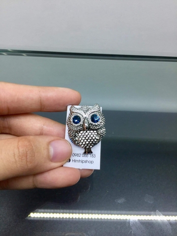 Trâm, Ghim Cài Áo HimHip Cú Mắt Xanh Độc Đáo HKCC Đính Phale 2*2,5cm