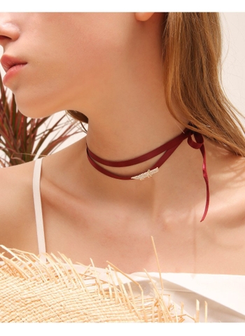 Choker HimHip Dây Vải Suông Dài Tự Thắt Mặt Cá Sấu Sang Trọng
