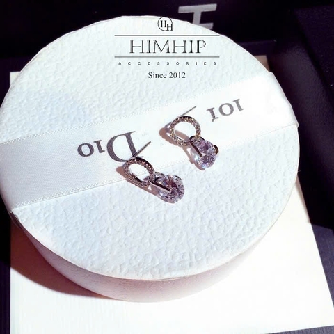 Khuyên Tai Ngắn HimHip HKCC Vòng Phale Phối Hạt Phale Lấp Lánh 2*1cm