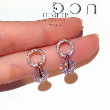 Khuyên Tai Ngắn HimHip HKCC Vòng Phale Phối Hạt Phale Lấp Lánh 2*1cm