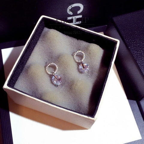 Khuyên Tai Ngắn HimHip HKCC Vòng Phale Phối Hạt Phale Lấp Lánh 2*1cm