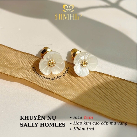 Khuyên Tai Nụ HimHip Khảm Trai Sally  1cm
