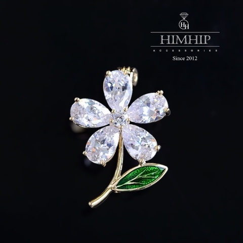 Trâm, Ghim Cài Áo Nhỏ HimHip Hoa 5 Cánh Đáng Yêu HKCC Đính Phale 1,7*2,5cm