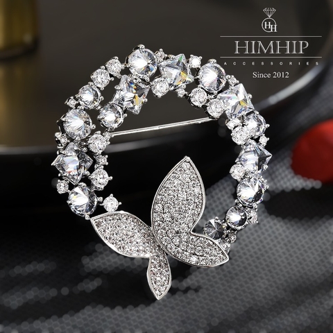 Trâm, Ghim Cài Áo HimHip Nguyệt Quế Hồ Điệp Sang Trọng HKCC Đính Phale 4,5*4cm