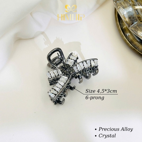 Kẹp Càng Cua HimHip HKCC Nơ Chéo Phale Lấp Lánh 6 Răng 3*4.5cm