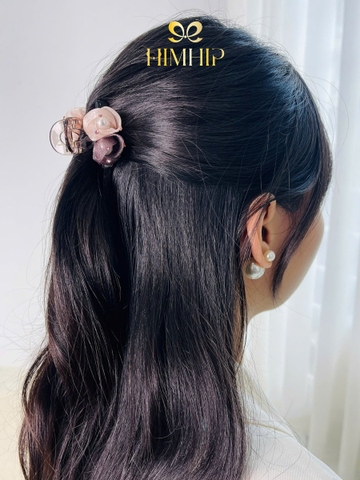 Kẹp Càng Cua HimHip 2 Hoa Voan Nhỏ Nụ Giả Trai Phối Phale 8 Răng 4.5x3.5cm Loại 1