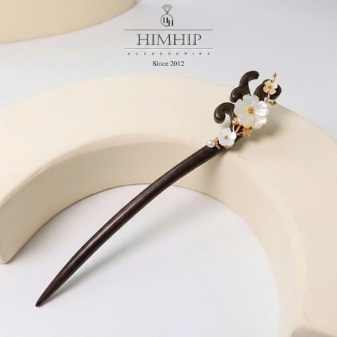 Trâm Cài Tóc HimHip Bạch Mai Đề Vân 18x2.5cm Kèm Hộp Phụ Kiện Áo Dài
