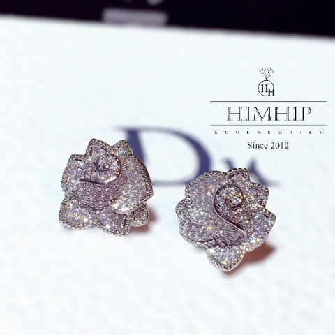 Khuyên Tai Nụ HimHip Hoa Hồng Thanh Lịch HKCC Đính Phale 1.5x1.5cm