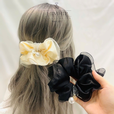 Scrunchies HimHip Phối Vải Voan Nhún Mix Vòng Phale Đính Giả Trai Tiểu Thư 14cm