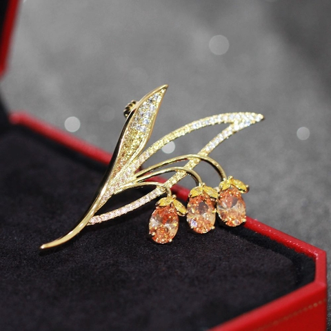 Trâm, Ghim Cài Áo HimHip Cành Hoa Chuông Sang Trọng HKCC Đính Phale 3*6cm