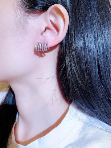 Khuyên Tai Nụ HimHip Hình Ống 8 Vòng Sang Trọng HKCC Đính Phale 2x1cm