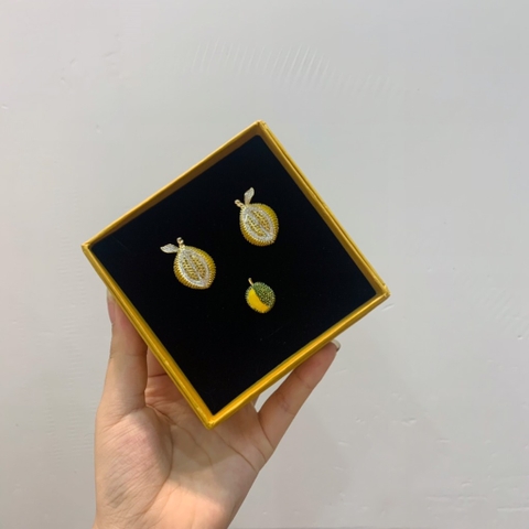 Set Hoa Tai Kèm Pin Cài Áo Sầu Riêng Đáng Yêu