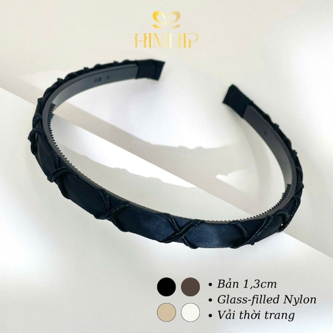 Bờm Tóc HimHip Composite Vải Trơn Đan Dây Thanh Lịch 1.3cm