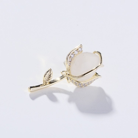 Pin Cài Áo HimHip Bông Hoa Búp Trắng Sang Trọng HKCC Đính Phale 1.5 cm