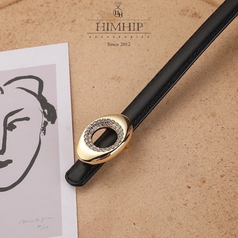 Dây Lưng HimHip Da Thật Mặt Tròn Đính Phale Sang Trọng 1.5x100cm