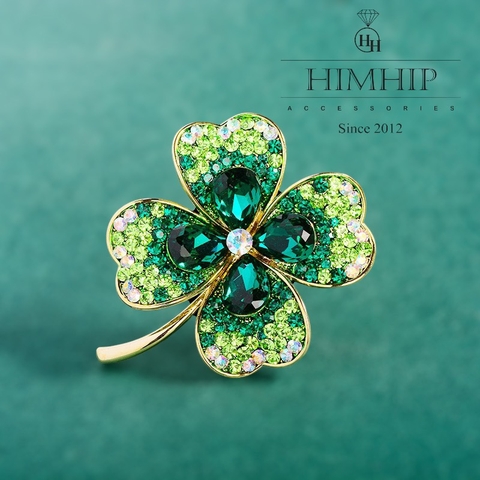 Trâm, Ghim Cài Áo HimHip Hoa 4 Cánh May Mắn HKCC Mix Phale 4x4cm
