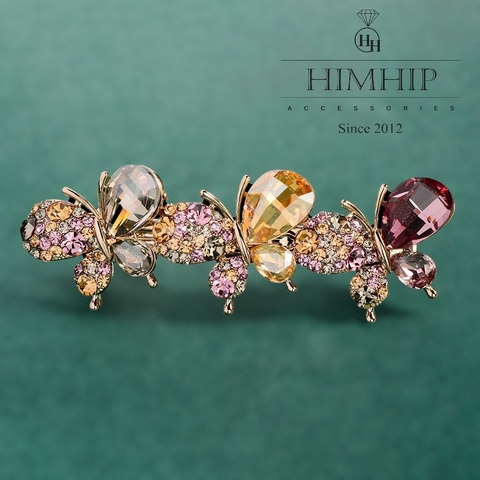 Kẹp Bấm HimHip HKCC Đính Phale Ba Bướm Thanh Lịch 2x7cm