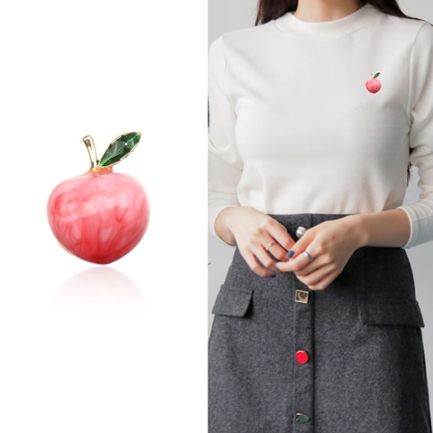 Pin Cài Áo HimHip Quả Đào Hồng Dễ Thương HKCC Phủ Bóng 1,5cm