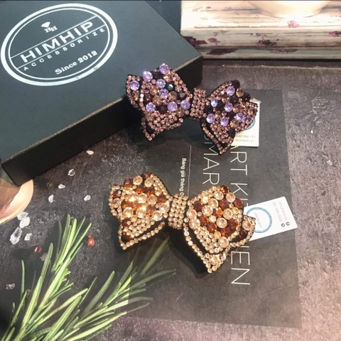Kẹp Bấm HimHip Đính Đá Nhiều Màu Hình Nơ Thanh Lịch 9cm