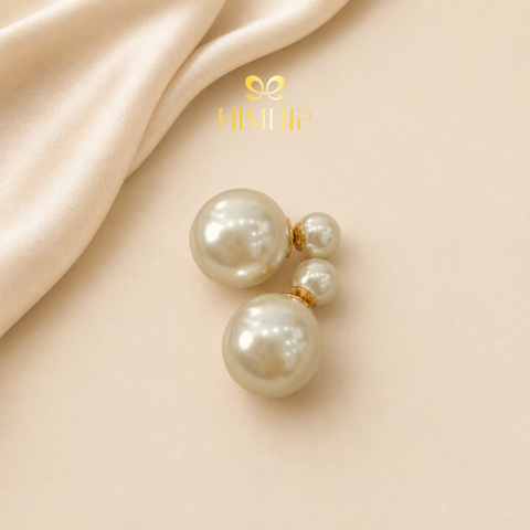 [Noel] Khuyên Tai Nụ HimHip Hạt Tròn To Nhỏ 2 Kiểu Sang Trọng HKCC Mix Hạt Giả Trai 2x0.5cm