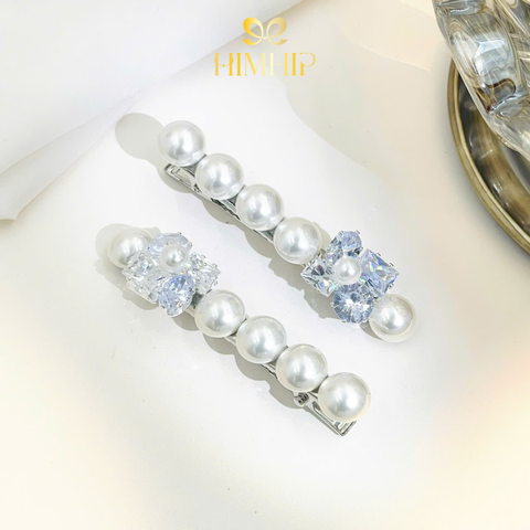 Kẹp Mỏ Vịt HimHip HKCC Hạt Giả Trai Gắn Hoa Phale Nhiều Hình 6.5x1.5cm