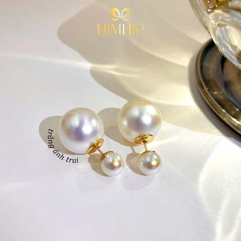 [Noel] Khuyên Tai Nụ HimHip Hạt Tròn To Nhỏ 2 Kiểu Sang Trọng HKCC Mix Hạt Giả Trai 1.6x0.8cm