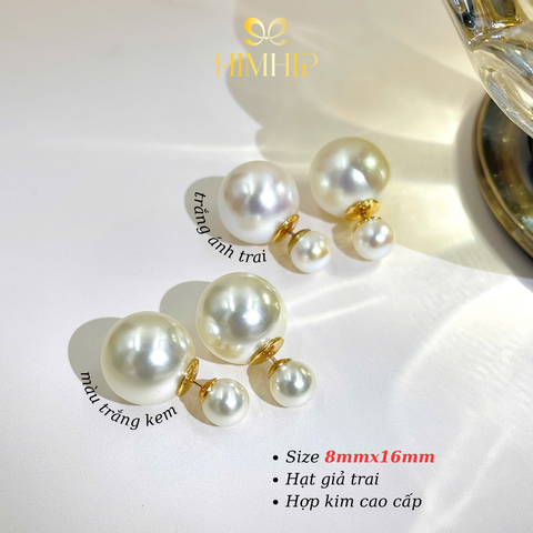 [Noel] Khuyên Tai Nụ HimHip Hạt Tròn To Nhỏ 2 Kiểu Sang Trọng HKCC Mix Hạt Giả Trai 1.6x0.8cm