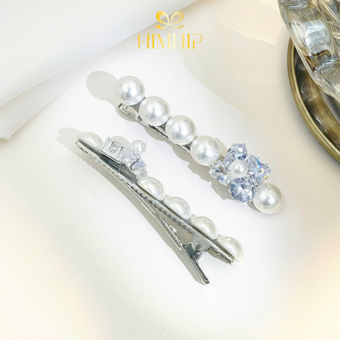 Kẹp Mỏ Vịt HimHip HKCC Hạt Giả Trai Gắn Hoa Phale Nhiều Hình 6.5x1.5cm