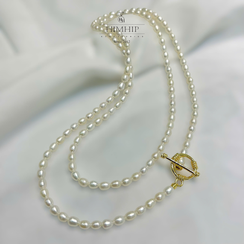 Vòng Cổ HimHip Trai Dị Hạt Gạo 4 Ly Khóa Tròn Phối Xoắn Vòng 80.7cm