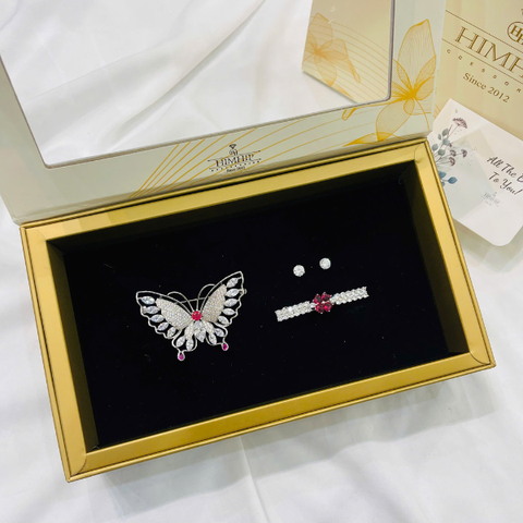 Set Quà 8/3 HimHip Khuyên Tai, Cài Áo & Kẹp Mái Kèm Túi Hộp Thiệp - 1172