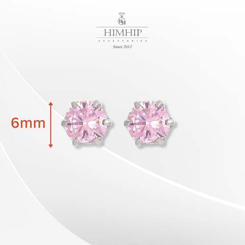 Khuyên Tai Nụ HimHip Hạt Phale Tròn Đính Chấu TiTan Lục Giác 6ly