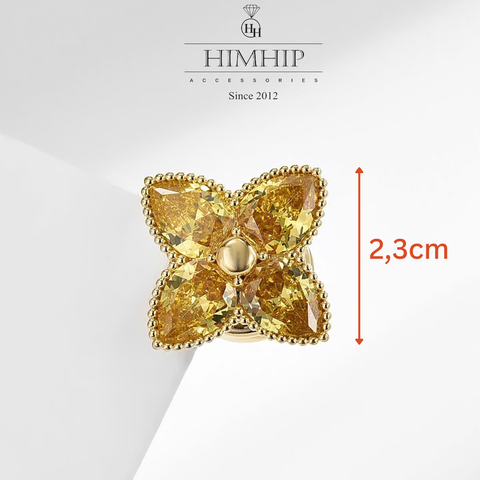 Pin Cài Tự Hít HimHip HKCC Hoa Vàng Phale 4 Cánh May Mắn 2.3cm