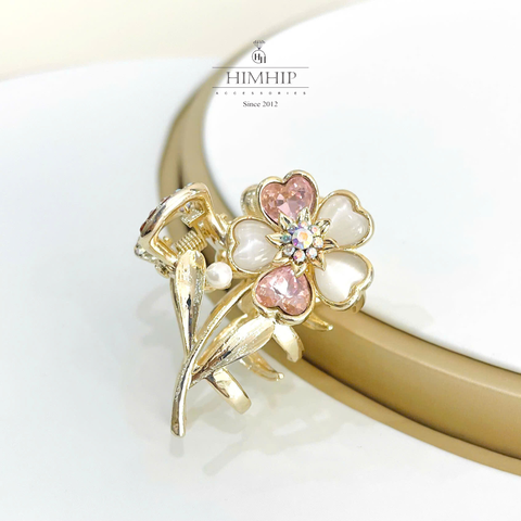 Kẹp Càng Cua HimHip HKCC Hoa Tim Phale 5 Cánh Phối Hạt Giả Trai 5 Răng 3.2*4.5cm