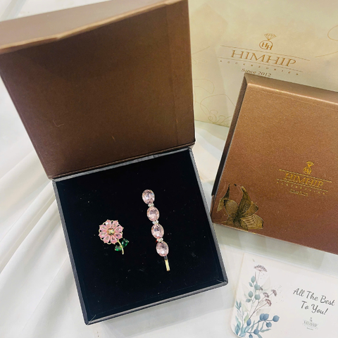 Set Quà Valentine 8/3 HimHip Kẹp Mái & Cài Áo Kèm Túi Hộp Thiệp - 132