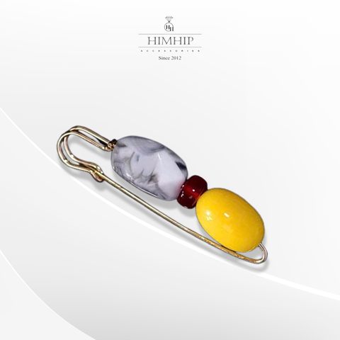 Trâm, Ghim Cài Áo Kim Băng HimHip HKCC Phối Hạt Composite 3 Màu 8*1.5cm