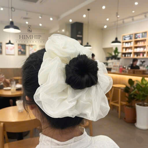 Dây Buộc Tóc HimHip Voan Trắng 2 Lớp Bản To 20cm
