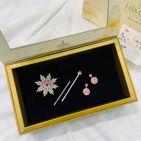 Set Quà Valentine 8/3 HimHip Khuyên Tai, Cài Áo & Kẹp Mái Kèm Túi Hộp Thiệp - 1177