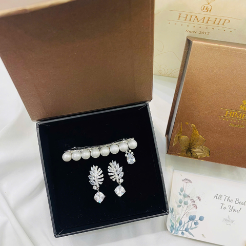 Set Quà 8/3 HimHip Khuyên Tai & Kẹp Bấm Kèm Túi Hộp Thiệp - 276