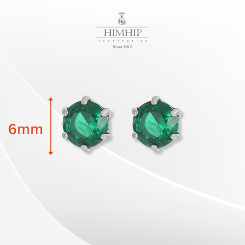 Khuyên Tai Nụ HimHip Hạt Phale Tròn Đính Chấu TiTan Lục Giác 6ly