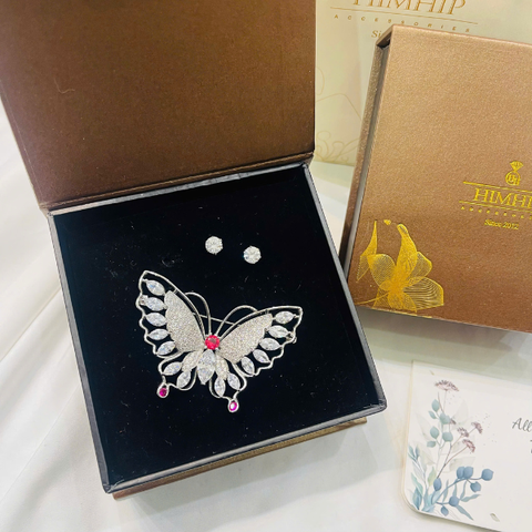 Set Quà 8/3 HimHip Khuyên Tai & Cài Áo Kèm Túi Hộp Thiệp - 261