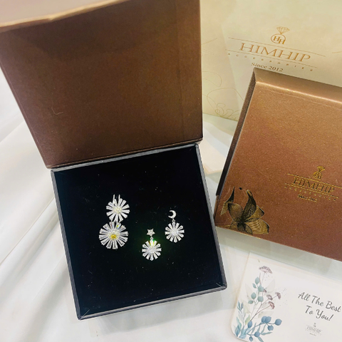 Set Quà 8/3 HimHip Khuyên Tai & Kẹp Mái Kèm Túi Hộp Thiệp - 263