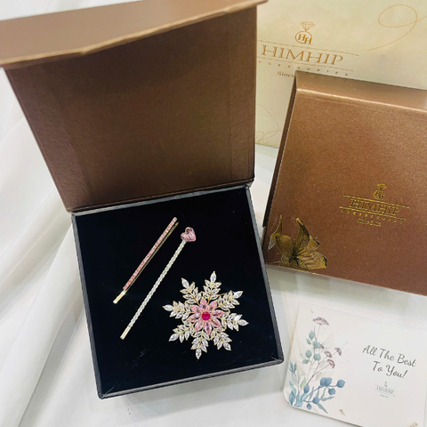 Set Quà Valentine 8/3 HimHip Kẹp Mái & Cài Áo Kèm Túi Hộp Thiệp - 103