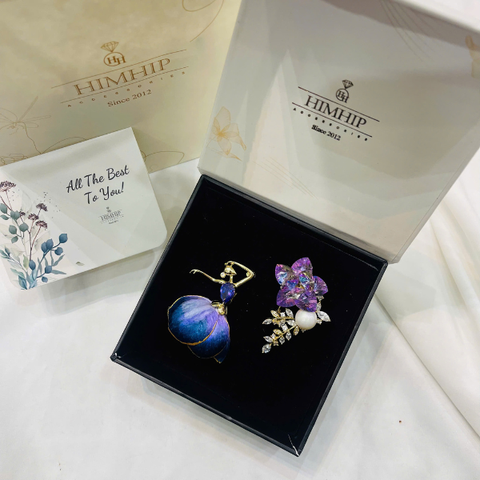 Set Quà Valentine 8/3 HimHip Cài Áo Kèm Túi Hộp Thiệp - 1108