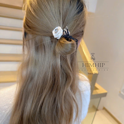 Dây Buộc Tóc Tag HimHip Hoa Hồng Nụ Phale 2.3cm Phối Giả Trai 1.7cm