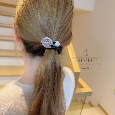 Dây Buộc Tóc Tag HimHip Hoa Hồng Nụ Phale 2.3cm Phối Giả Trai 1.7cm