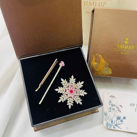 Set Quà Valentine 8/3 HimHip Kẹp Mái & Cài Áo Kèm Túi Hộp Thiệp - 103