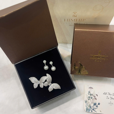 Set Quà 8/3 HimHip Khuyên Tai & Kẹp Bấm Kèm Túi Hộp Thiệp - 275