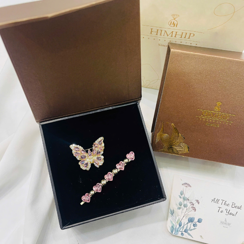 Set Quà Valentine 8/3 HimHip Kẹp Mái & Cài Áo Kèm Túi Hộp Thiệp - 102