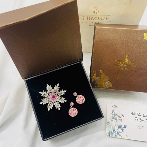 Set Quà Valentine 8/3 HimHip Khuyên Tai & Cài Áo Kèm Túi Hộp Thiệp - 272