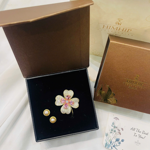 Set Quà Valentine 8/3 HimHip Khuyên Tai & Cài Áo Kèm Túi Hộp Thiệp - 274